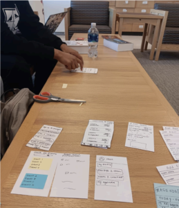 components of the GrinSync paper prototype laid out on a table